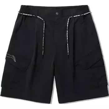 Li Ning Серия Скейтборд Однотонные Со средней посадкой Удобные Дышащие Универсальные Свободные Прямые Повседневные Шорты Мужские шорты Черный AKSU819-1 M