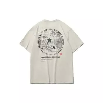 Li-Ning Серия Скейтборд Принт в горошек Футболка с круглым вырезом Мужские топы Серебристо-рыжий AHSR081-2 L