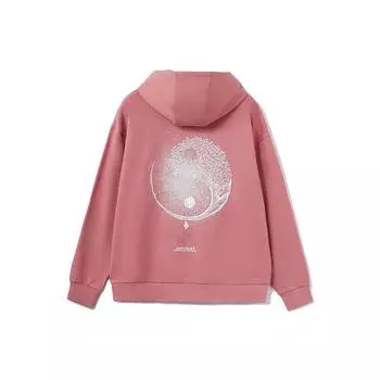 Li-Ning Серия скейтбордов Тематический принт Свободный пуловер с капюшоном Топы унисекс Пыльно-розовый AWDR451-4 L
