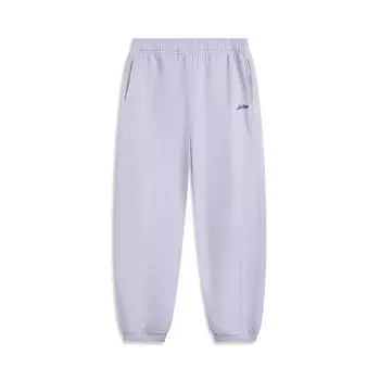 Li Ning Серия спортивного образа жизни Джоггеры женские вязаные с манжетами, средней посадки, однотонные, на кулиске, свободного кроя AKLVC14-5 XS