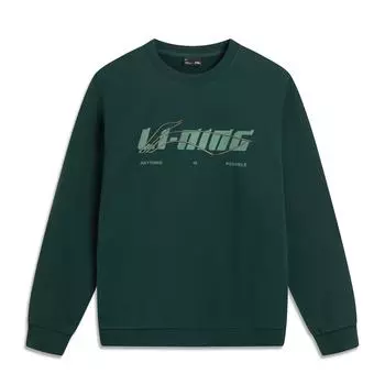 Li Ning Серия спортивного образа жизни Круглый вырез Свободный Универсальный Удобный С надписью Повседневная Толстовка Унисекс Толстовка Лесной зеленый AWDVF77-1 S