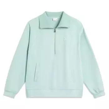 Li Ning Серия спортивного образа жизни Простой Универсальный Удобный Пуловер с воротником поло Свободный Повседневный Свитшот Женский свитшот AWDVC18-5 S