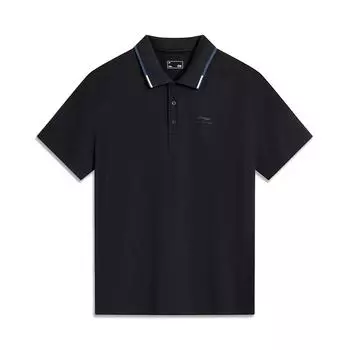 Li Ning Серия спортивной моды Однотонная Удобная Универсальная Дышащая Повседневная Футболка-поло с коротким рукавом Мужские топы Черный APLU165-3 M
