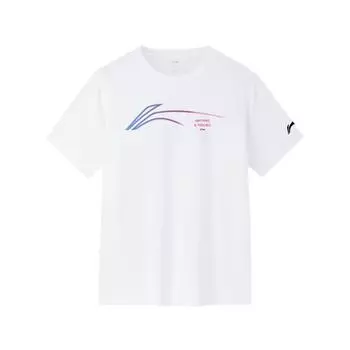 Li Ning Серия спортивной моды Повседневная Дышащая Удобная Универсальная Футболка с коротким рукавом для бега, фитнеса, быстросохнущая, с принтом, охлаждающая ATSU877-1-TPU22-1 L