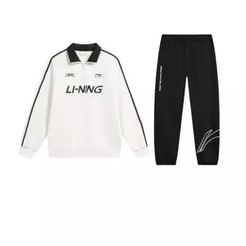 Li-Ning Серия Спортивный Образ Жизни Ретро Цветной Блок Логотип Вышивка Поло Длинный Рукав Повседневный Спортивный Костюм Унисекс костюм AKLTD71-1+AWDU919-1 XL