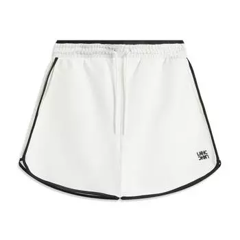 Li Ning Серия Спортивный Стиль Блок Цвета Средняя Посадка Кулиска Удобные Дышащие Универсальные Повседневные Шорты Женские шорты Молочно-Белый AKSV296-2 XS
