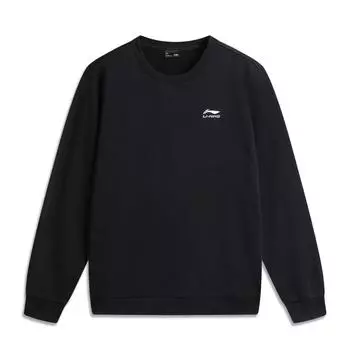 Li Ning Серия Спортивный Стиль Хай Стрит Американский Винтаж Повседневный Простой Однотонный Свитшот Пуловер с Круглым Вырезом Мужской свитшот Черный AWDVE53-2 M