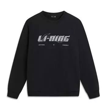 Li Ning Серия Спортивный Стиль Круглый Вырез Простой Свободный Универсальный Удобный Буква Повседневная Толстовка Унисекс черная AWDVF77-2 S