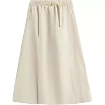 Li Ning Серия Спортивный Стиль Однотонная Юбка Миди с Завышенной Талией Универсальная Свободная Дышащая Повседневная Длинная Юбка Женская юбка Песочно-Хаки ASKV252-1 S