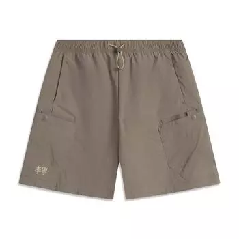 Li Ning Серия Спортивный Стиль Однотонные Шорты Спортивные Дышащие Универсальные Прямого Кроя Со Средней Посадкой Женские шорты Древесно-Серо-Коричневый AKSV408-3 S