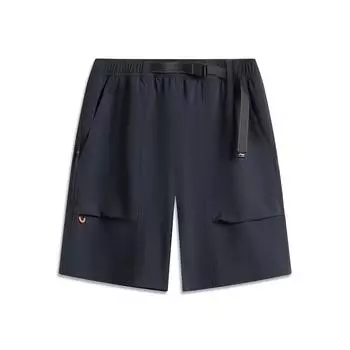 Li Ning Серия Спортивный Стиль Однотонные Шорты Спортивные Дышащие Универсальные Прямого Кроя Со Средней Посадкой Мужские шорты Темно-синий AKSV421-4 L