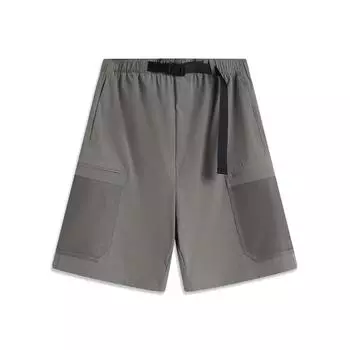 Li Ning Серия Спортивный Стиль Однотонные Шорты Спортивные Дышащие Универсальные Прямого Кроя Со Средней Посадкой Мужские шорты Асфальтово-Серый AKSV285-1 M