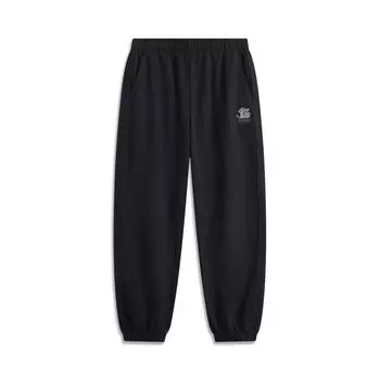 Li Ning Серия Спортивный Стиль Однотонные Со средней посадкой Удобные Дышащие Универсальные Трикотажные Спортивные Штаны Мужские штаны Черный AKLU969-2 M