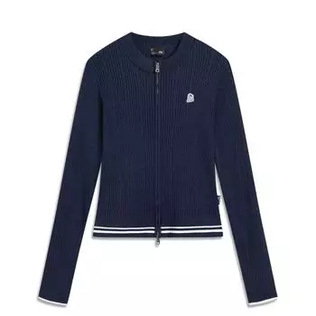 Li Ning Серия Спортивный Стиль Однотонный Кардиган на Молнии Мягкий Удобный Дышащий Универсальный Свитер с Длинным Рукавом Женский свитер AMBV430-1 XS