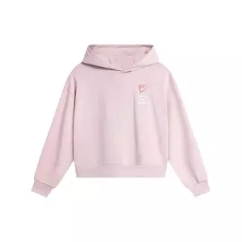 Li Ning Серия Спортивный Стиль Принт Буква Толстовка Пуловер с Капюшоном Длинный Рукав Женская толстовка Нежно-розовый AWDU782-3 S