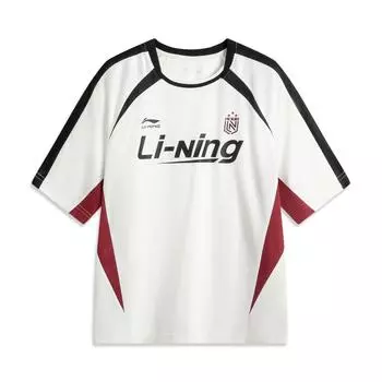 Li Ning Серия Спортивный Стиль Жизни Американский Ретро Повседневный Удобный Простой С Круглым Вырезом Универсальная Футболка с Коротким Рукавом Мужские Футболки Молочно-Белый AHSV759-1 L