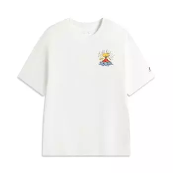 Li Ning Серия Спортивный Стиль Жизни Американский Повседневный Простой Удобный Универсальный Свободный Ледяной Шелк Прохладный Быстросохнущий Летняя Футболка с Коротким Рукавом AHSV363-2 S