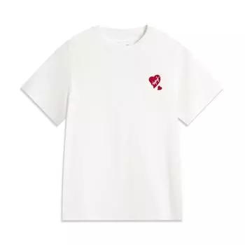 Li Ning Серия Спортивный Стиль Жизни Повседневная Мода Однотонная Футболка с Круглым Вырезом Удобная Дышащая Универсальная Женские Топы Стандартный-Белый AHSV990-2 S