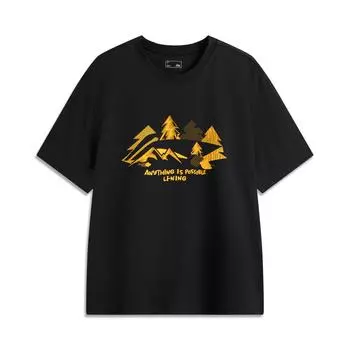 Li Ning Серия Спортивный Стиль Жизни Повседневная Универсальная Футболка с Коротким Рукавом с Принтом для Скалолазания, Фитнеса, Быстросохнущая, Прохладная, Удобная, Мужская, Топы, Черный AHSV271-1 S