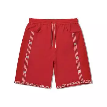 Li Ning Серия Trendy Lifestyle Свободные повседневные спортивные шорты с логотипом Мужские шорты Красный цвет AKSUA27-1 L