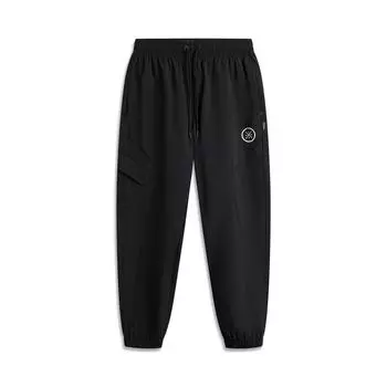 Li-Ning Серия Уэйд Удобные Простые Универсальные Брюки Кэжуал со Шнурком Средней Посадки Мужские низы Черный AKXV049-4 M