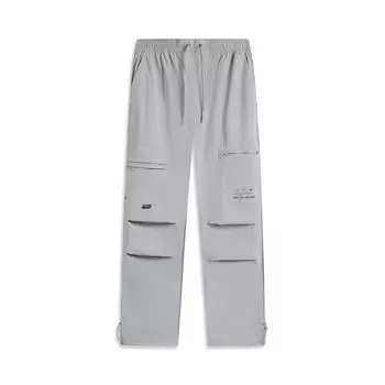 Li Ning Серия Уэйда Повседневные Простые Однотонные Прямые Свободные Трикотажные Спортивные Брюки Мужские брюки Геологический-Серый AKXV017-2 S