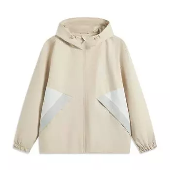 Li Ning Серия Уэйда Удобный Повседневный Худи Простой Свободный Цветной Блок Ветровка Мужская Верхняя одежда Прибрежно-Серый AFDV853-5 3XL