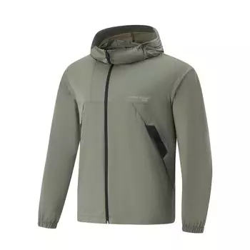 Li-Ning Серия Urban Outdoor Однотонная толстовка с капюшоном на молнии Свободная Дышащая Защита от УФ-лучей Защита от солнца Куртка Мужские куртки Чайно-зеленый AFDV461-6 S