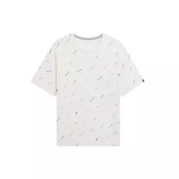 Li Ning Серия Wade Футболка с принтом букв Свободный крой Круглый вырез Короткий рукав Топы Унисекс Молочно-белый AHSS813-4 XL