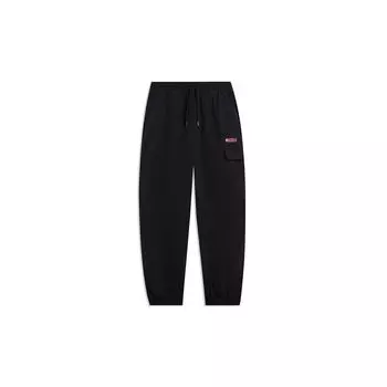 Li-Ning Серия Wade, однотонные эластичные повседневные спортивные штаны на шнурке, мужские брюки черного цвета AYKT073-1 M