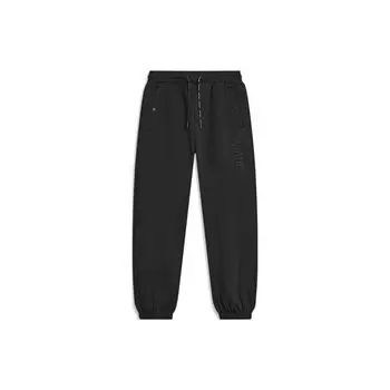 Li-Ning Серия Wade, однотонные флисовые теплые свободные вязаные спортивные штаны с манжетами, мужские брюки черного цвета AKLT945-5 S