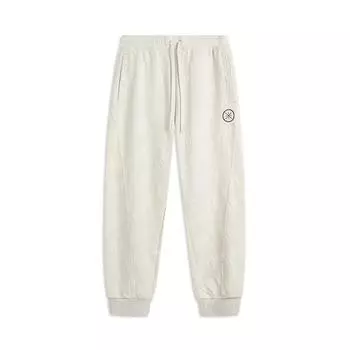 Li Ning Серия Wade Однотонные Спортивные брюки средней посадки на кулиске Дышащие Универсальные вязаные брюки с манжетами Мужские брюки Цветочно-серый Плиточно-серый AKLV283-2 L