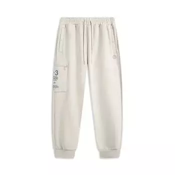 Li Ning Серия Wade Письмо Средняя посадка Кулиска Дышащие Универсальные С манжетами Спортивные брюки Мужские брюки Цветочно-серый AKLV659-2 M