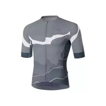 Li Ning Серия Zhong Luan Высокоэластичная Дышащая Удобная Профессиональная Веломайка с Коротким Рукавом Мужская веломайка Темно-Серый LCUE237-3 M