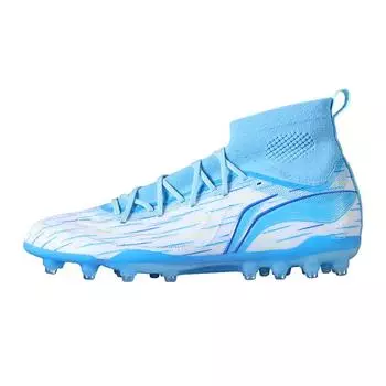 Li Ning Shadow 3 Модный тренд MG (Резиновые короткие шипы) Амортизирующие дышащие футбольные бутсы мужские футбольные бутсы белые синие YSFU035-2 40