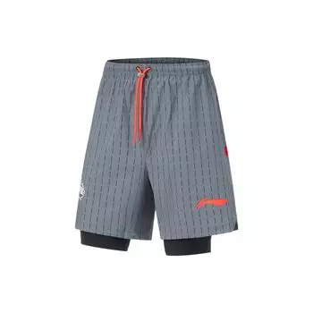 Li-Ning Шорты для баскетбола CBA All-Star Series в полоску, прямые, со средней талией, мужские, черные AKST695-1 XXL