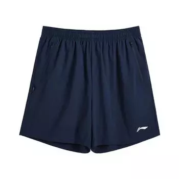 Li Ning Шорты свободного кроя однотонные с принтом повседневные удобные модные шорты унисекс Гуандун-Синий AAPV155-2 M