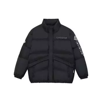 Li-Ning Пуховик на молнии с боковым принтом, мужская верхняя одежда, черный AYMS243-1 S