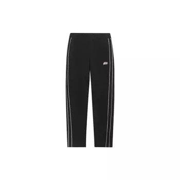Li-Ning Повседневные однотонные вязаные спортивные длинные брюки с боковой полосой, мужские брюки черного цвета AKLS997-1 XXL