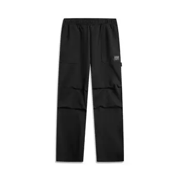 Li-Ning Simple Casual Comfortable Versatile Straight-Leg Knit Sports Pants Men bottoms Black AKLV721-1 S