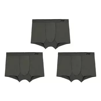 Li-Ning Simple Comfortable High Elastic Breathable Sports Underwear 3-Pack Men Underwear Gray YUAU025-3 M