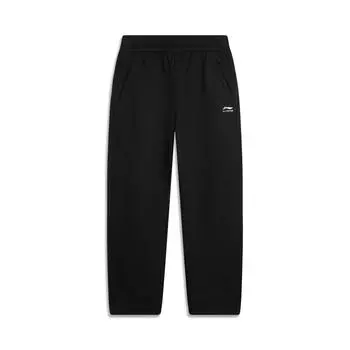 Li-Ning Simple Fleece Lined Warm Straight Leg Casual Pants Men bottoms Black AKLV997-1 S