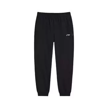 Li-Ning Simple Logo Mid-Waist Drawstring Breathable Versatile Tapered Knit Sports Pants Women bottoms Black AKLVB40-1 S