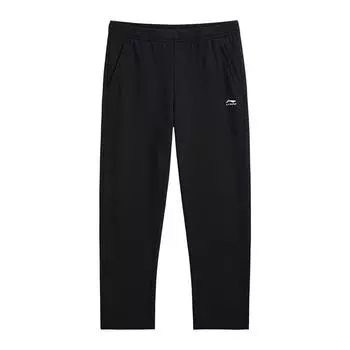 Li-Ning Simple Logo Mid-Waist Drawstring Breathable Versatile Knitted Sports Pants Women bottoms Black AKLV812-1 S
