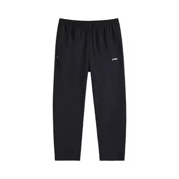Li-Ning Simple Logo Solid Color Breathable Straight Fit Versatile Casual Pants Unisex pants Black AYKV811-1 S