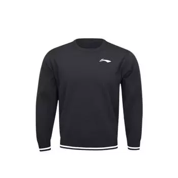 Li Ning Simple Logo Удобный пуловер Повседневный вязаный свитер с длинным рукавом Мужской свитер Черный AMBU295-1 M