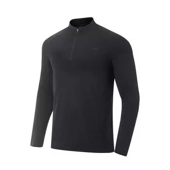 Li-Ning Simple Quick-Dry Versatile Comfortable Solid Color Stand Collar Long Sleeve T-Shirt Men Tops ATLV313-4 M