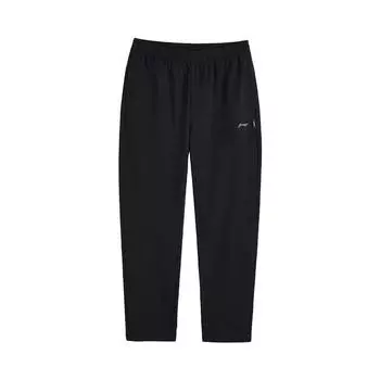 Li-Ning Simple Solid Color Mid-Rise Breathable Versatile Knitted Sports Pants Unisex pants Black AKLVB41-1 S