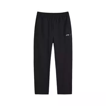 Li-Ning Simple Solid Color Mid Waist Breathable Versatile Straight Leg Knitted Sports Pants Unisex bottoms Black AKLVB33-1 S
