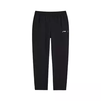 Li-Ning Simple Solid Color Mid Waist Drawstring Breathable Versatile Knitted Sports Pants Women pants Black AKLVB38-1 S